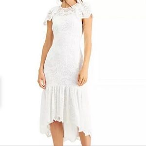Calvin Klein high-low dress white lace sheath dress